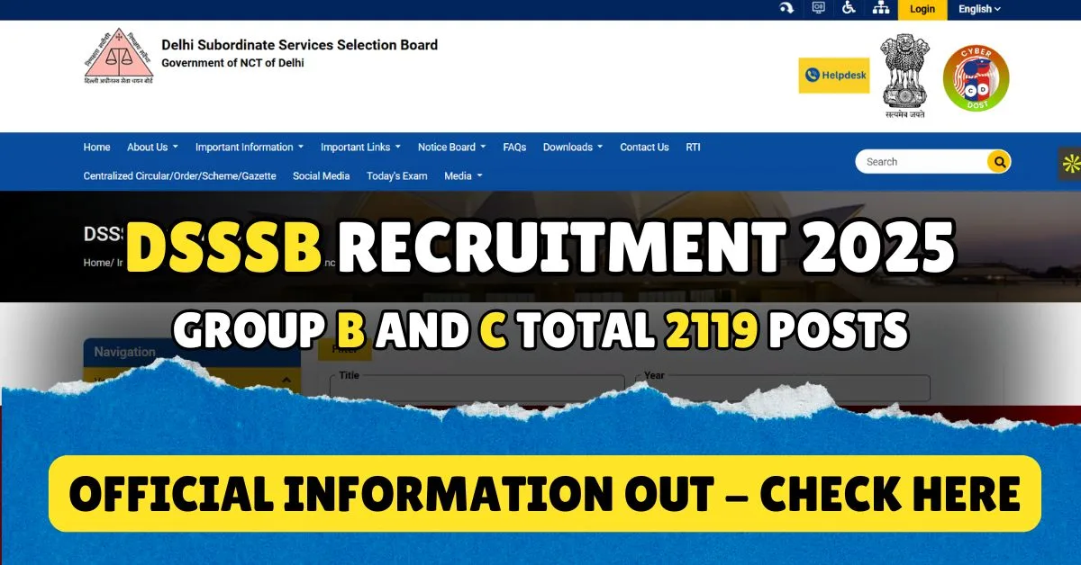 DSSSB Recruitment 2025
